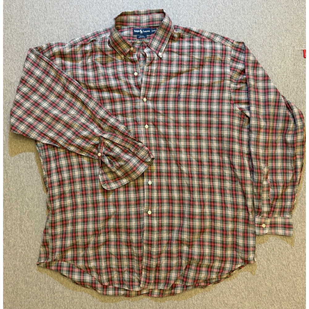Polo Ralph Lauren Blake Plaid Button Down Shirt Mens XXL Red Green Cotton